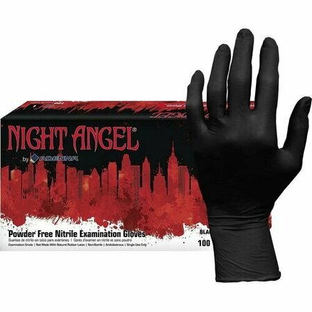 HOSPECO Night Angel, Nitrile Exam Gloves, 4 mil Palm Thickness, Nitrile, Powder-Free, S, 10 PK HOSNGL222